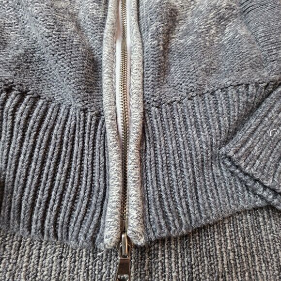 American Eagle Zip Up Sweater Size Large Fitted Gray Ombre Y2K Preppy Collared - Picture 3 of 11
